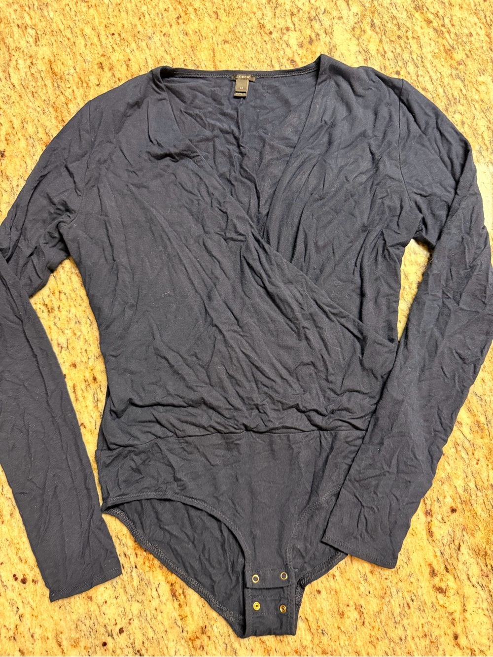 J. Crew Navy Long-Sleeve Wrap-Style Bodysuit
